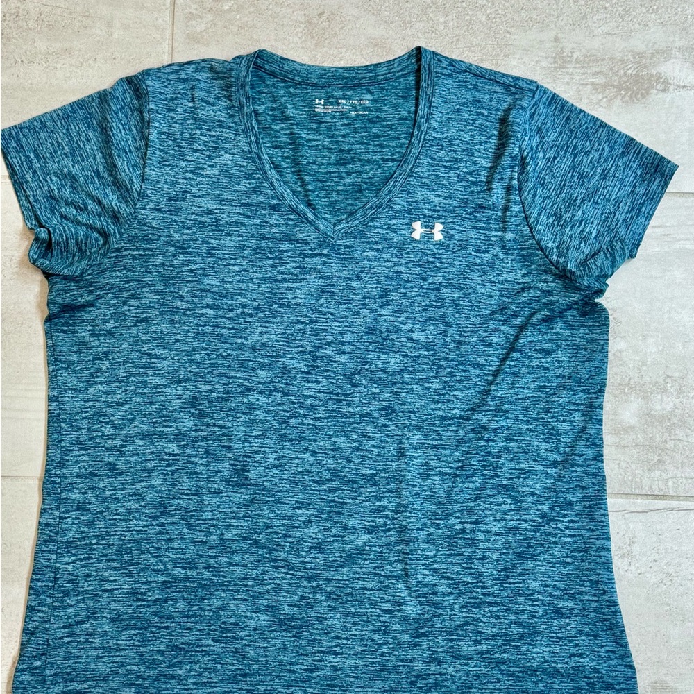 Under Armour Women's Heathered Teal V-Neck Tee